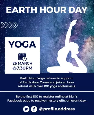 Astral Cosmic Earth Hour Yoga Retreat Poster Template