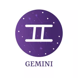 Astrological Gemini Symbol with Purple Zodiac Design Logo Template