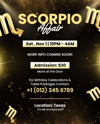 Astrological Sign Scorpio Affair Announcement Flyer Template