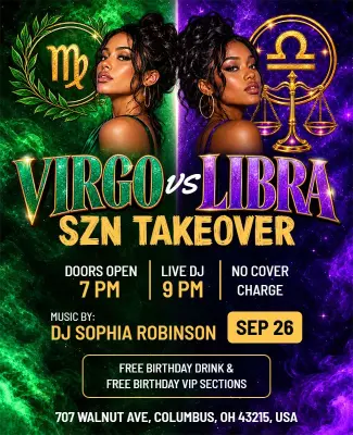 Astrological Theme Virgo Libra Party Flyer Template