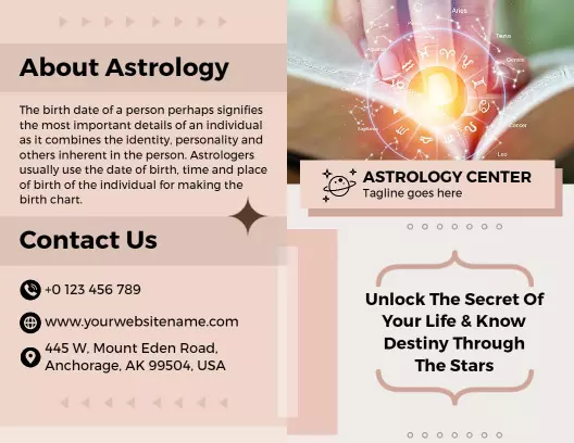 Astrology Insight and Birth Chart Bi Fold Brochure Template