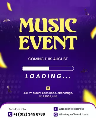 August Music Event Announcement Flyer Template
