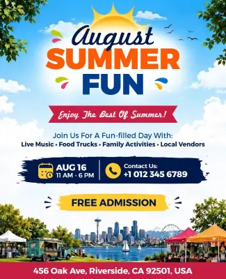 August Summer Fun Event Flyer Template