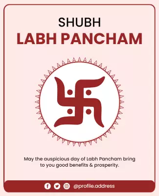 Auspicious Red Labh Pancham Celebration Poster Template