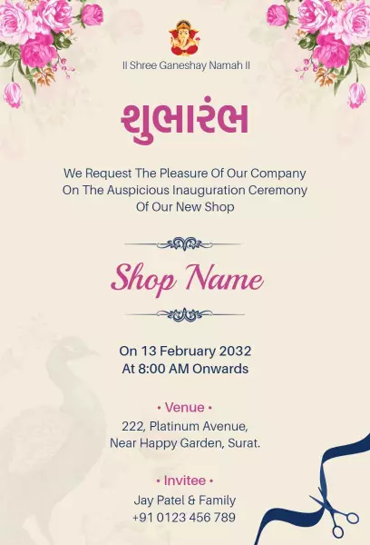 Auspicious Shop Grand Opening Celebration Invitation Template