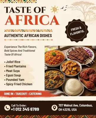 Authentic African Cuisine Restaurant Flyer Template