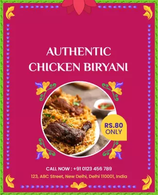 Authentic Chicken Biryani Special Offer Flyer Template