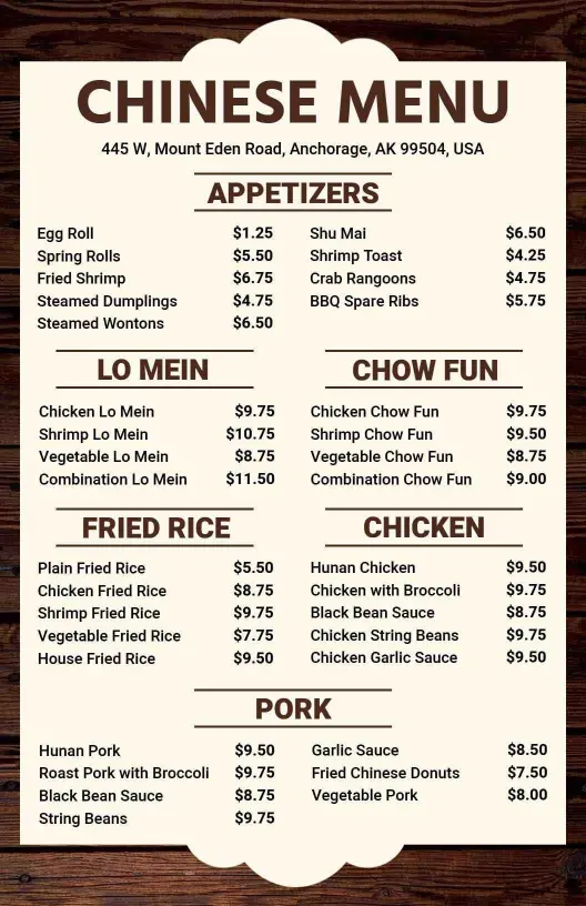 Authentic Chinese Dishes with Flavorful Ingredients Chinese Menu Template