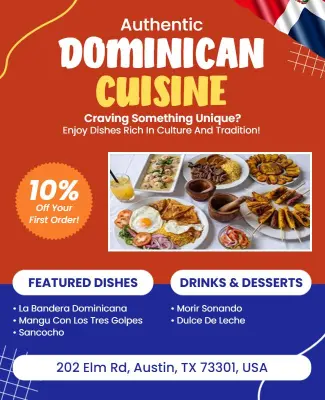 Authentic Dominican Cuisine Promotional Flyer Template