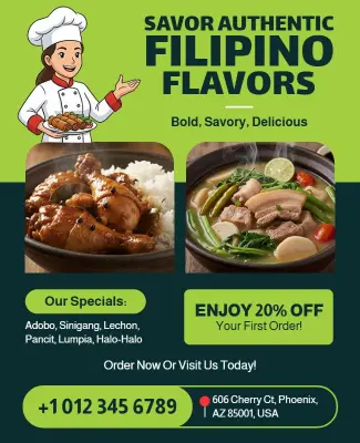 Authentic Filipino Cuisine Discount Flyer Template