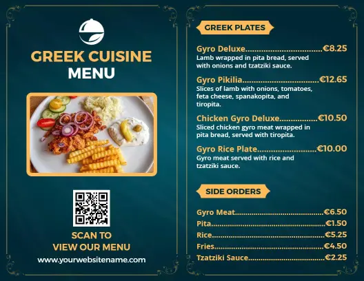 Authentic Greek Dishes with Fresh Ingredients Restaurant Menu Template