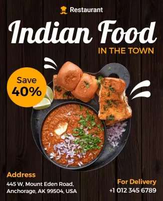 Authentic Indian Cuisine Restaurant Flyer Template