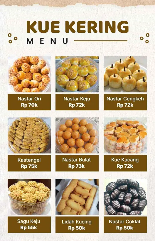 Authentic Indonesian Kue Kering Delicacies and Treats Bakery Menu Template