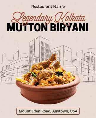 Authentic Kolkata Mutton Biryani Restaurant Flyer Template