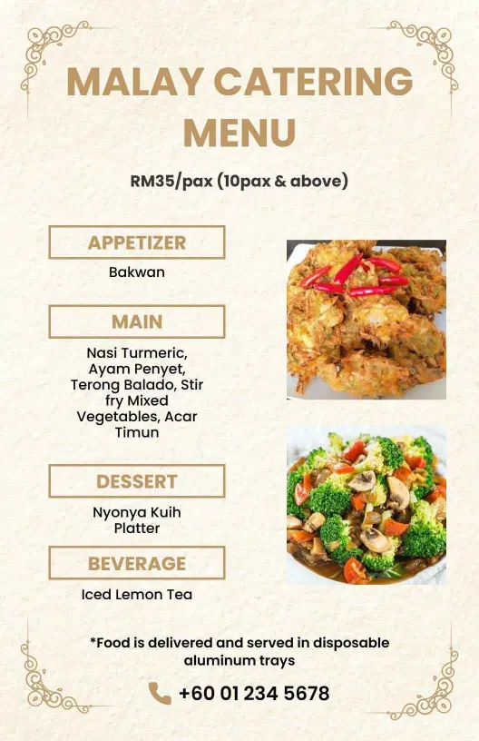 Authentic Malay Cuisine Selections for Your Event Catering Menu Template