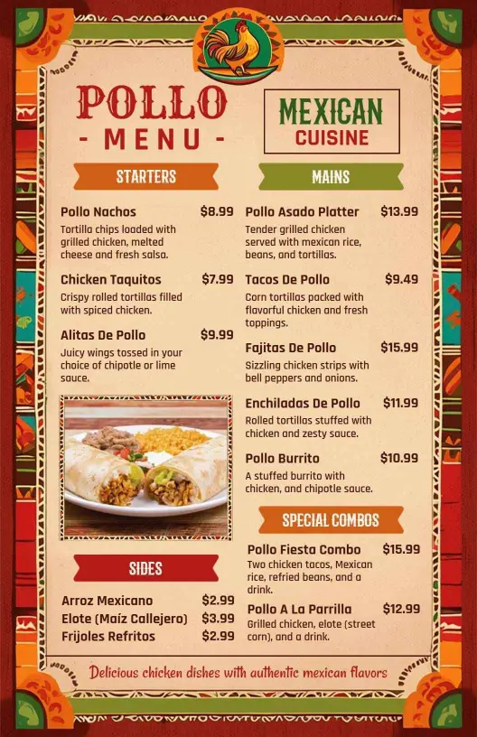 Authentic Mexican Pollo Menu Template