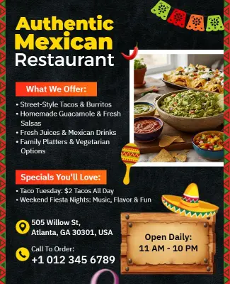 Authentic Mexican Restaurant Promotion Flyer Template