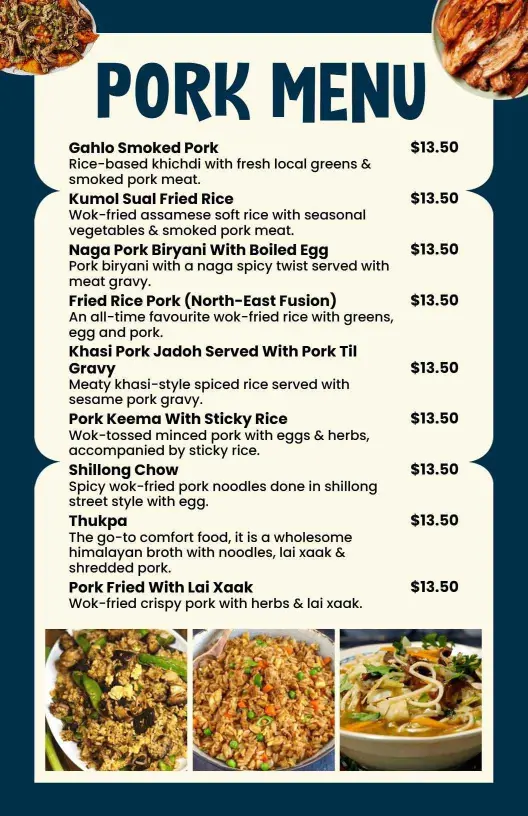 Authentic Pork Menu Template