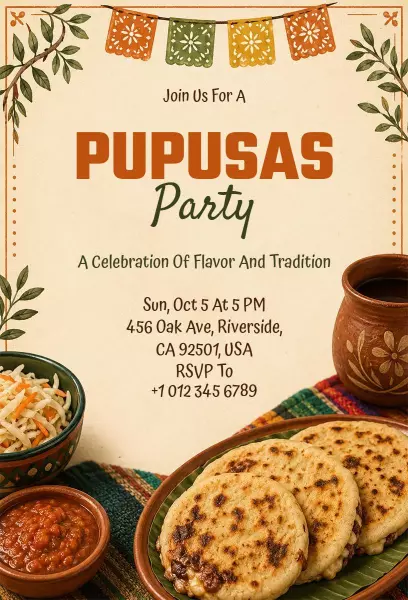 Authentic Pupusas Flavorful Cultural Celebration Party Invitation Template