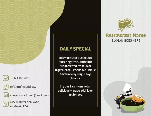 Authentic Sushi Daily Special Restaurant Brochure Template