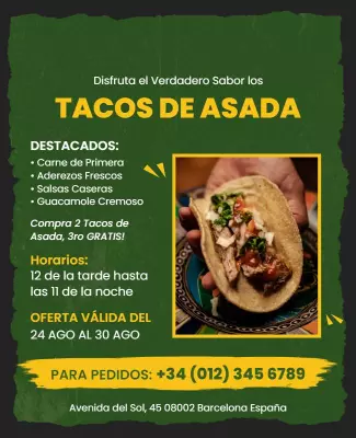 Authentic Tacos De Asada Promotion Flyer Template