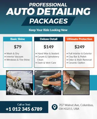 Auto Detailing Service Packages Flyer Template