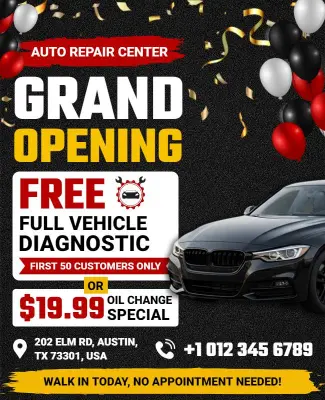 Auto Repair Center Grand Opening Flyer Template