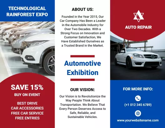 Auto Repair Showcase with Car Accessories Event Brochure Template