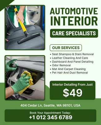 Automotive Interior Detailing Service Flyer Template