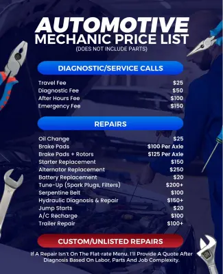 Automotive Mechanic Price List Flyer Template