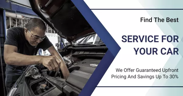 Automotive Service Expert Working on Car Engine Facebook Ad Template