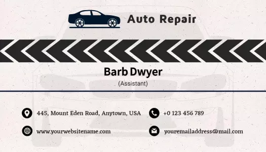 Automotive Theme with Chevron Stripes Auto Repair Business Card Template