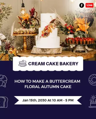 Autumn Buttercream Cake Workshop Flyer Template