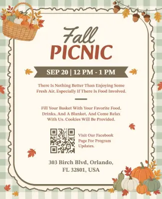 Autumn Community Picnic Event Flyer Template