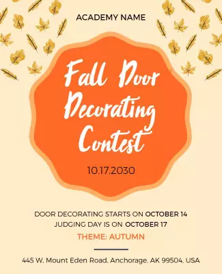 Autumn Door Decorating Contest Flyer Template