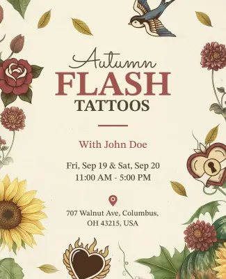 Autumn Flash Tattoo Event Flyer Template