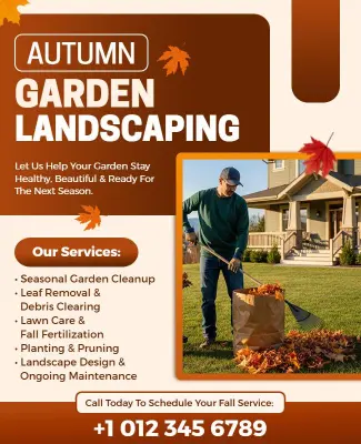 Autumn Garden Landscaping Service Flyer Template