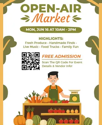 Autumn Green Open-Air Market Event Flyer Template