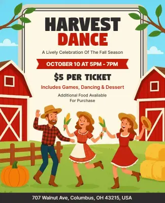 Autumn Harvest Dance Celebration Flyer Template