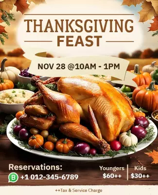 Autumn Harvest Thanksgiving Feast Celebration Poster Template