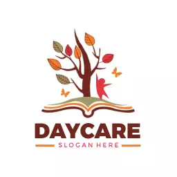 Autumn-Inspired Tree and Book Design for Daycare Logo Template