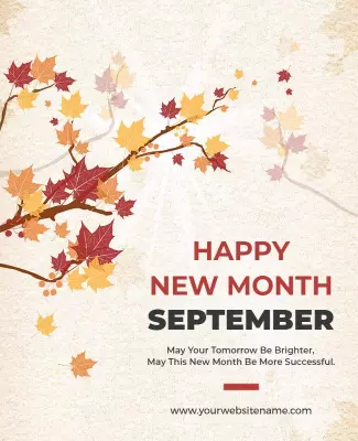 Autumn Leaf Theme September Greetings Poster Template