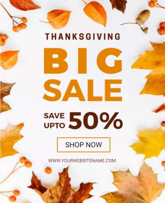 Autumn Leaves Thanksgiving Big Sale Poster Template