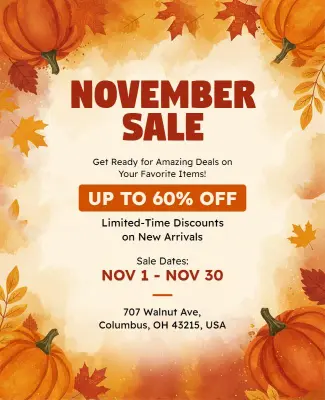 Autumn November Sale Promotional Flyer Template
