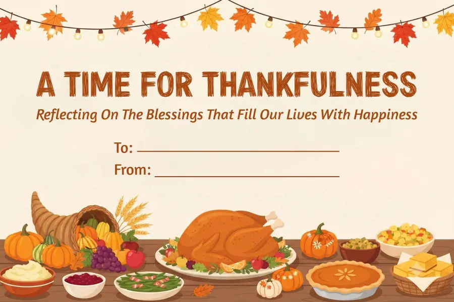 Autumn Thanksgiving Feast Celebration Postcard Template