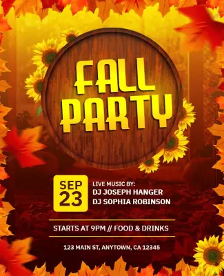 Autumn Themed Fall Party Event Flyer Template