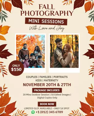 Autumn Themed Family Photography Mini Sessions Poster Template
