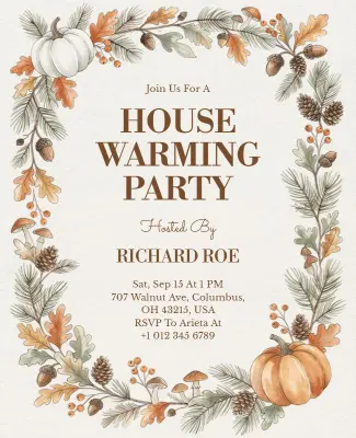 Autumn Themed Housewarming Party Flyer Template