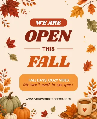 Autumn Themed Open for Business Poster Template