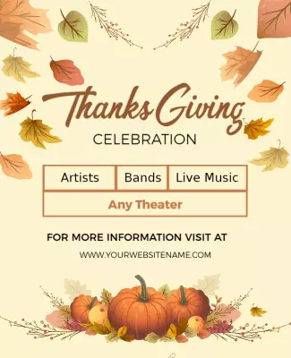 Autumn-Themed Thanksgiving Celebration Live Music Poster Template